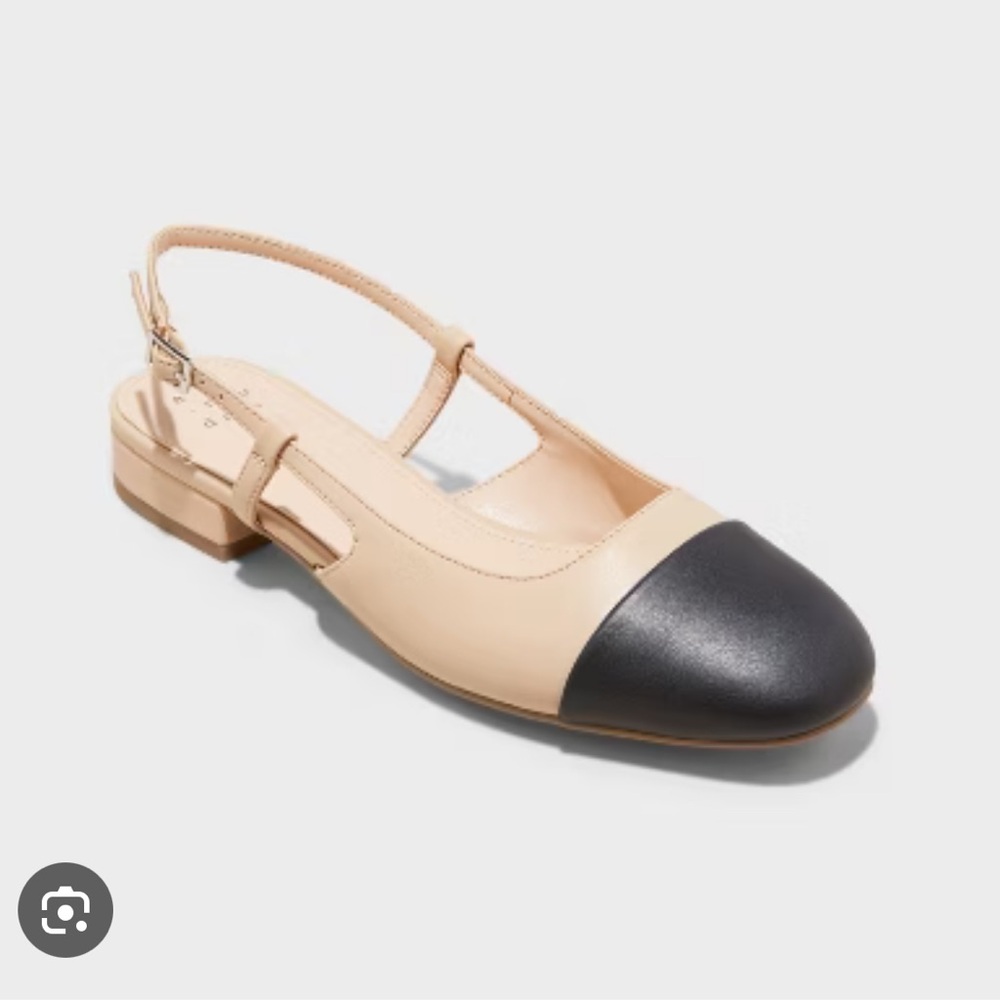 A New Day Tan and Black Slingback Flats